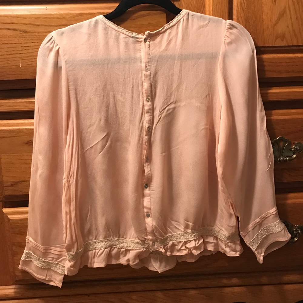 Zara pink sheer long sleeve top - Picture 2 of 2